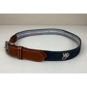 Peter Millar Wakefield Plantation needlepoint cotton leather canvas belt 34